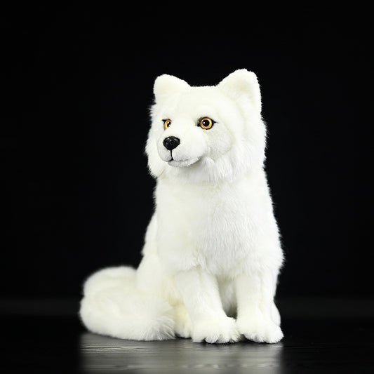 Realistic white Arctic Fox Plush Toy – 27 cm Soft Cuddle Buddy