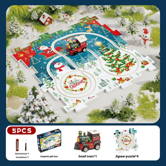 DIY Christmas Puzzle Track Car - Jigsaw Train Playset