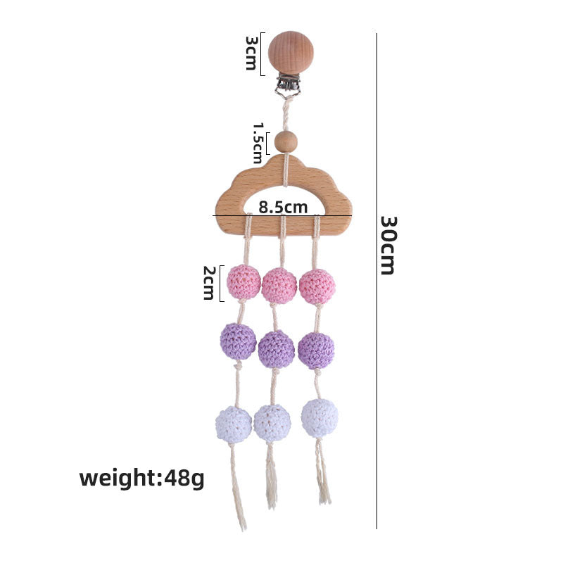 Wooden Cloud Baby Stroller Teether with Crochet Beads