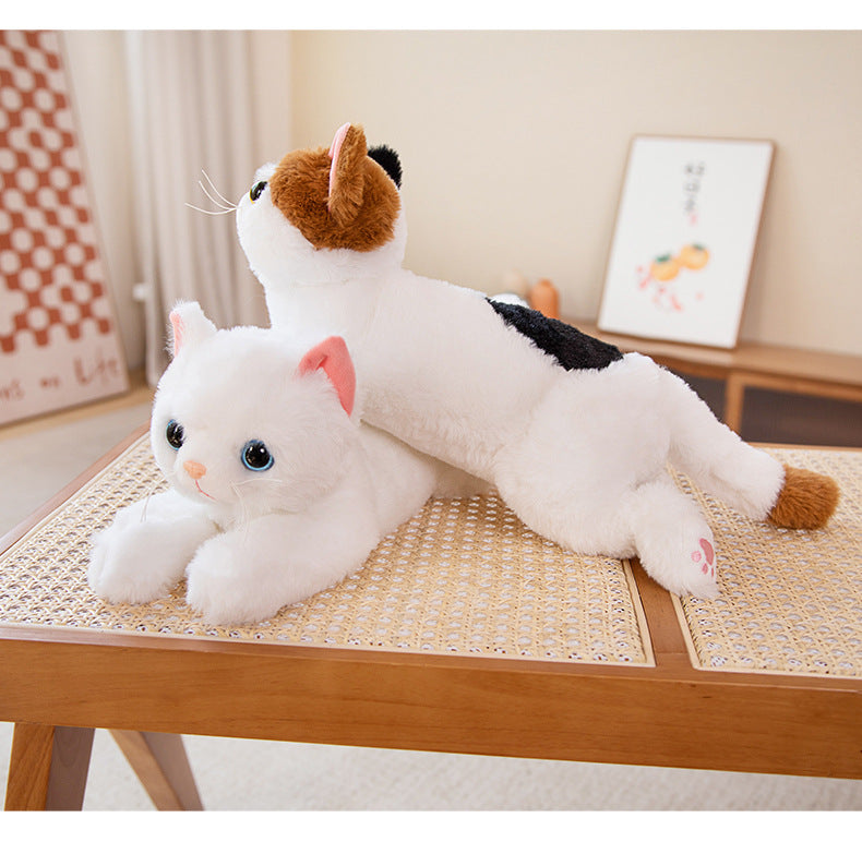 Cute Kitten Plush Toy – 50 cm Soft Cat (Gray, Calico, White)