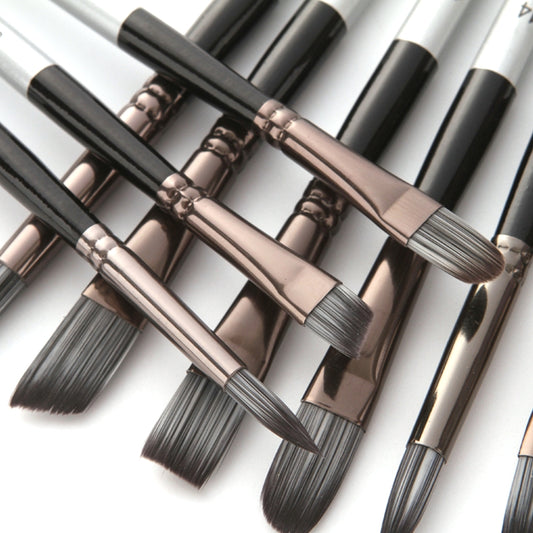 24-Piece Silver-Grey Brush Set with Roll Case and Palette Knife