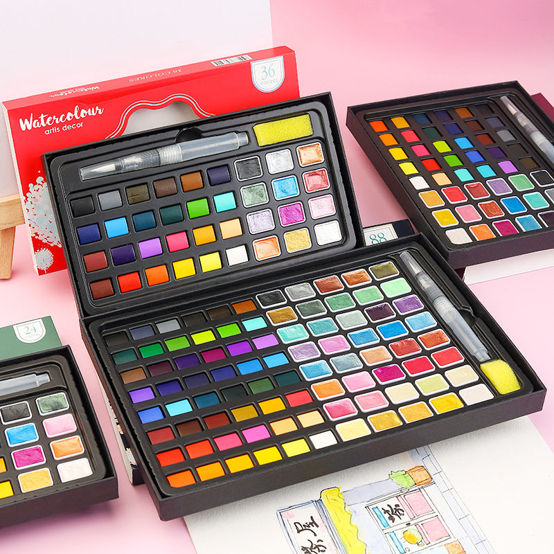 Kids Watercolor Paint Set – 24 to 88 Colors Boxed with Water Brush