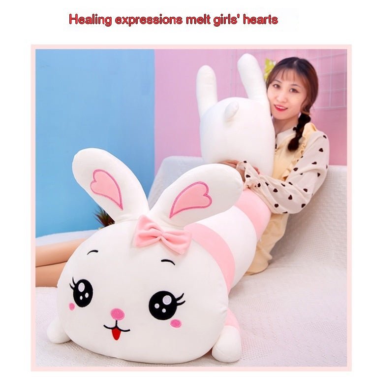 Puppy Rabbit Plush Toy Pillow – Soft Pink Body Pillow (70–150 cm)