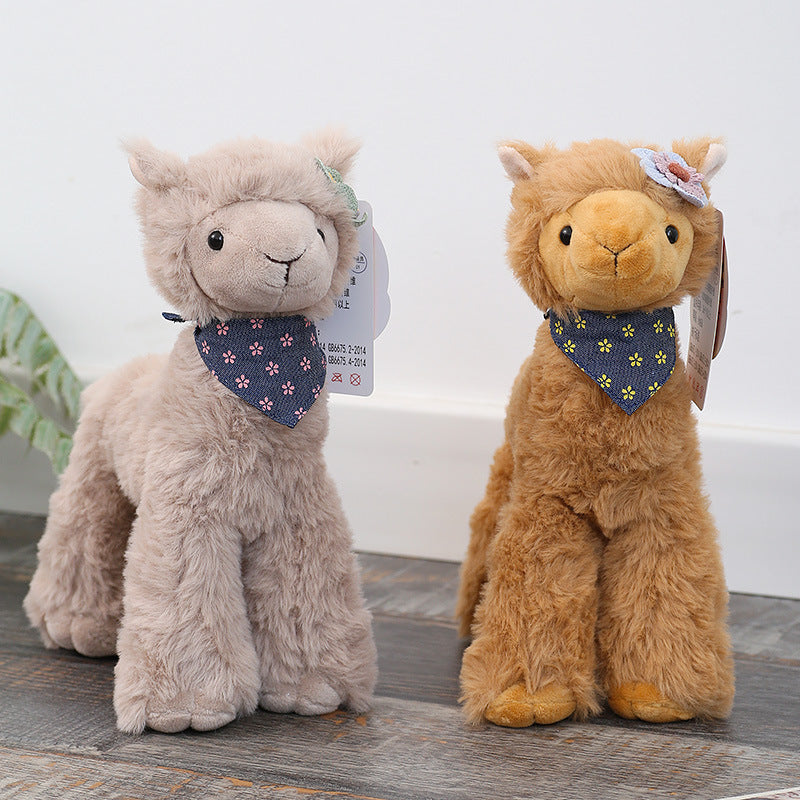 Alpaca Doll Plush – Small Cute Alpaca in Brown, Gray & White (25, 32, 40 cm)