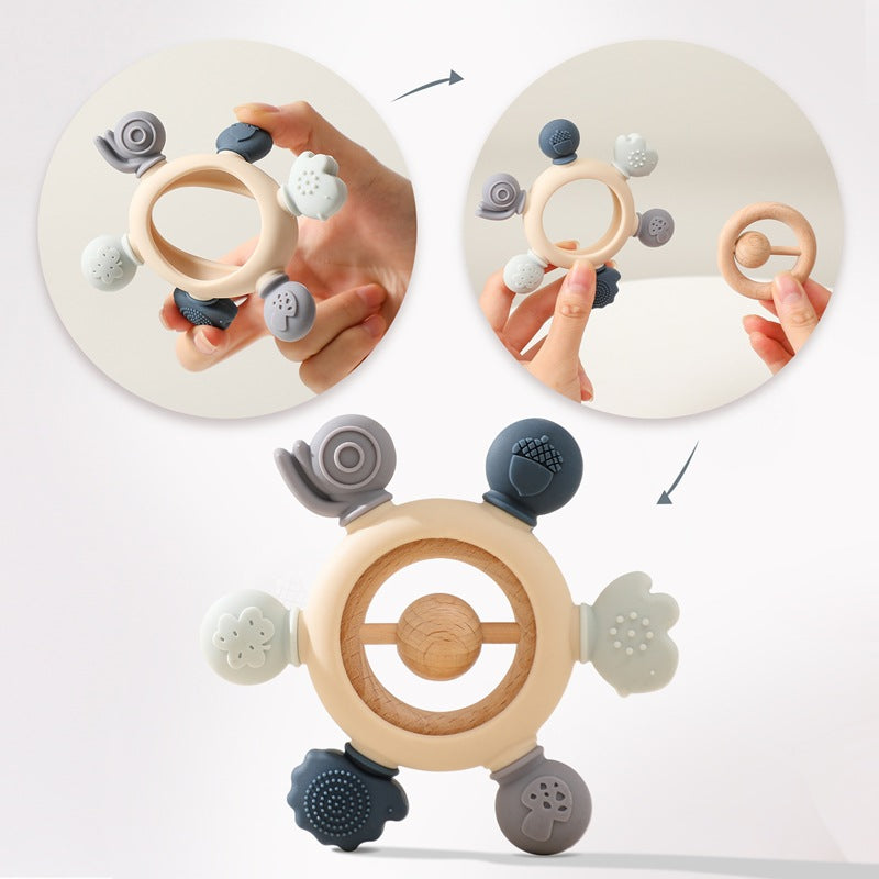 Silicone Ring Teether Rattle for Babies – Easy Grip, 6+ Months