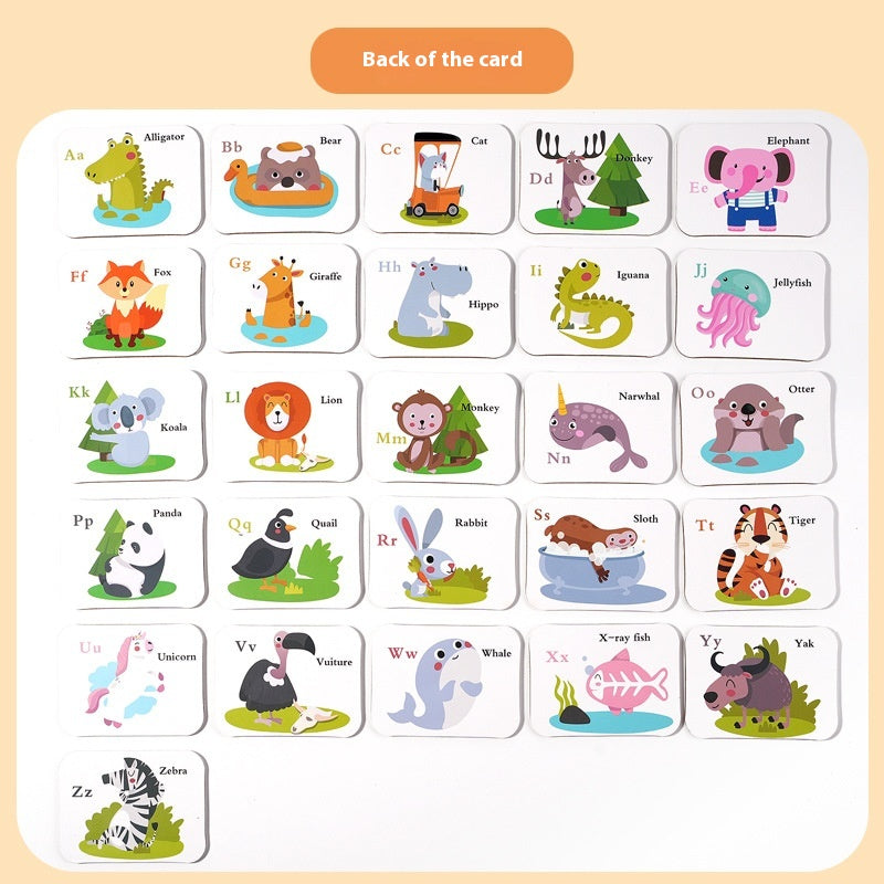 Wooden Animal Alphabet Spelling Game: Letters & Word Cards