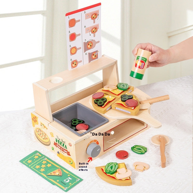 Wooden Pizza Oven Kitchen Simulation Toy Play Set