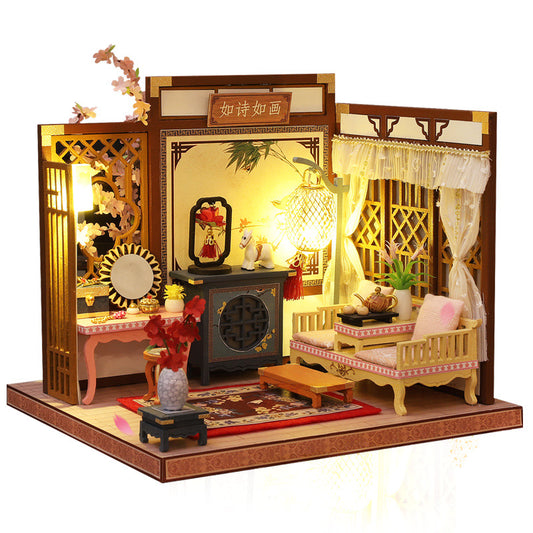 Japanese-Style DIY Mini Room Kit — Piano, Chess, Calligraphy & Painting (3 Variants)