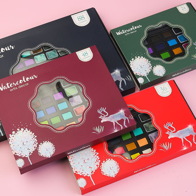 Kids Watercolor Paint Set – 24 to 88 Colors Boxed with Water Brush