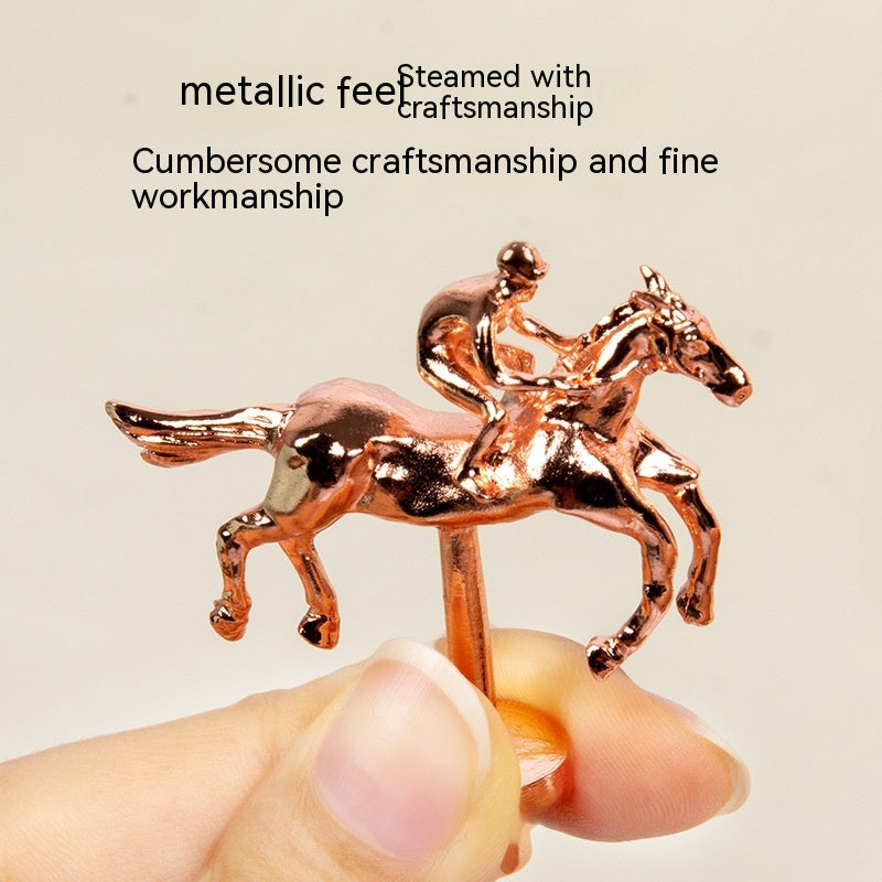 Folding Wooden Horse Racing Board Game with Metal Horses and Cards