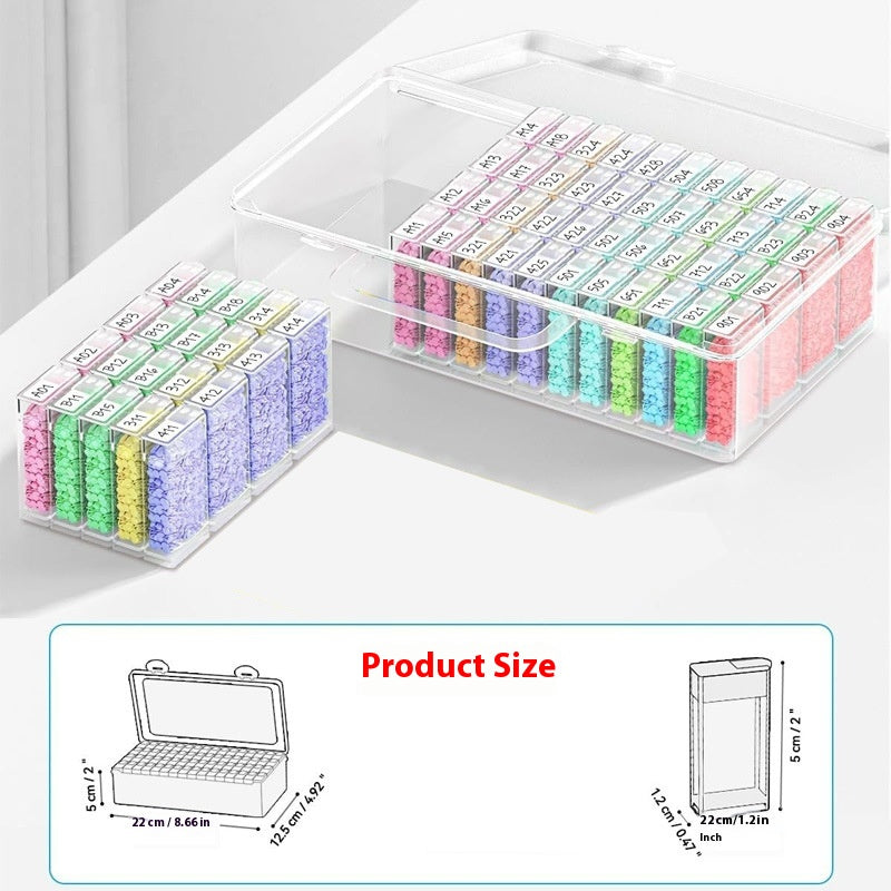 Transparent Portable Beaded Storage Classification Box — 64 Grid