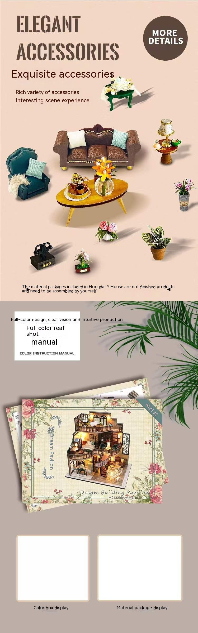 Elegant accessories with furniture and decor items on a beige background