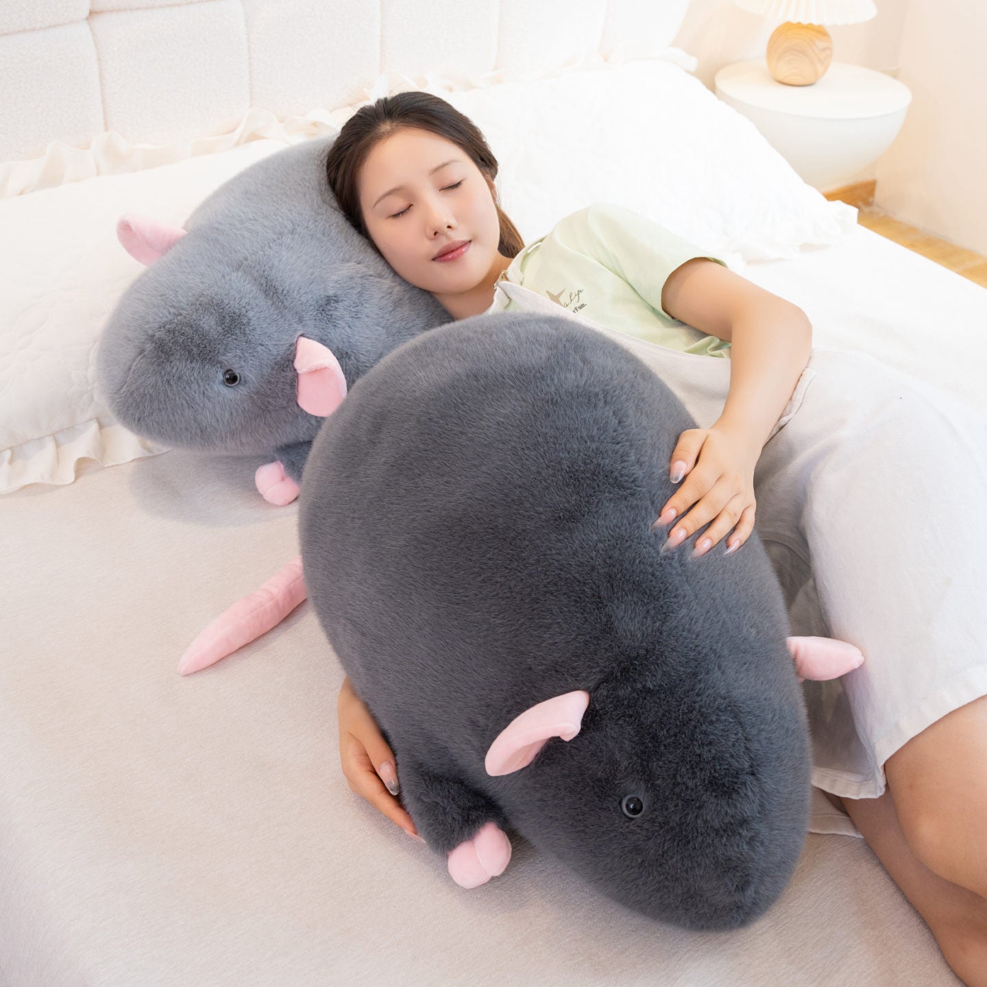 Large Mouse Plush Toy – 18, 35 and 65 cm (Blue Gray, Dark Gray, Milk Brown)