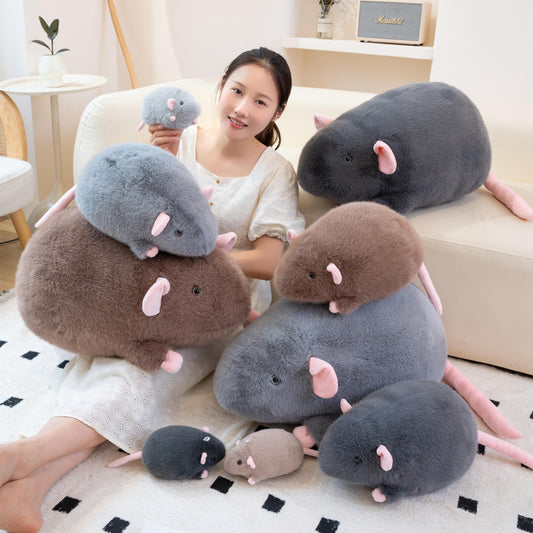 Large Mouse Plush Toy – 18, 35 and 65 cm (Blue Gray, Dark Gray, Milk Brown)