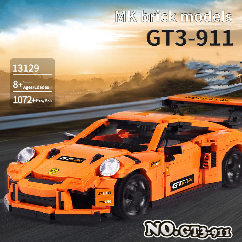 GT3-911 Orange Racing Car Brick Model with Rear Wing (1072 pcs)