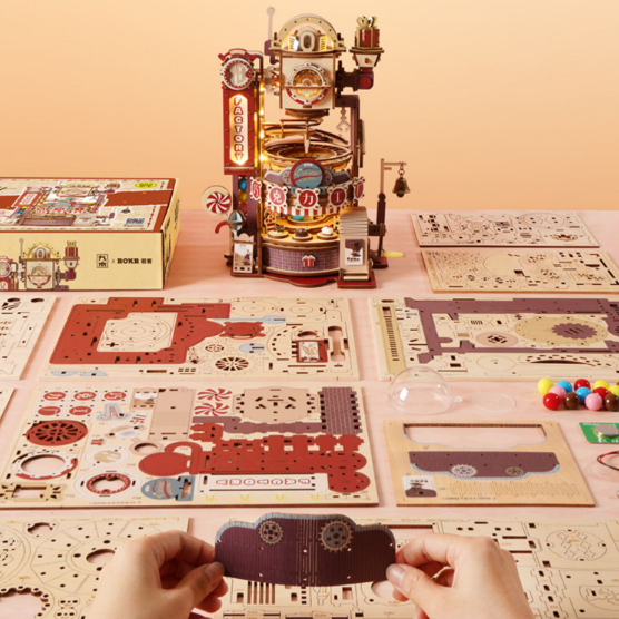 3D Wooden Puzzle - Chocolate Factory - DIY Model Kit (Japanese version)