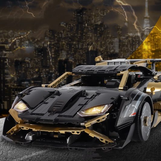 Black Gold Supercar Building Bricks Model, 2519 pcs