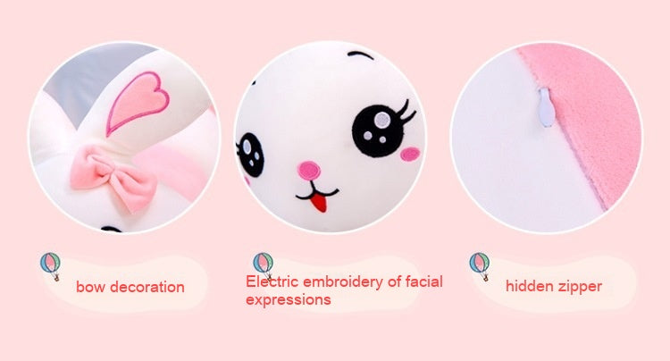 Puppy Rabbit Plush Toy Pillow – Soft Pink Body Pillow (70–150 cm)