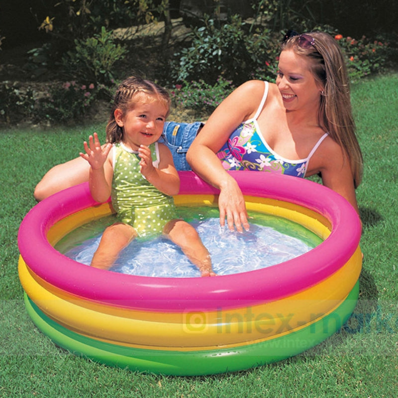 Fluorescent Three-Ring Baby Pool 86×25 cm with Soft Floor