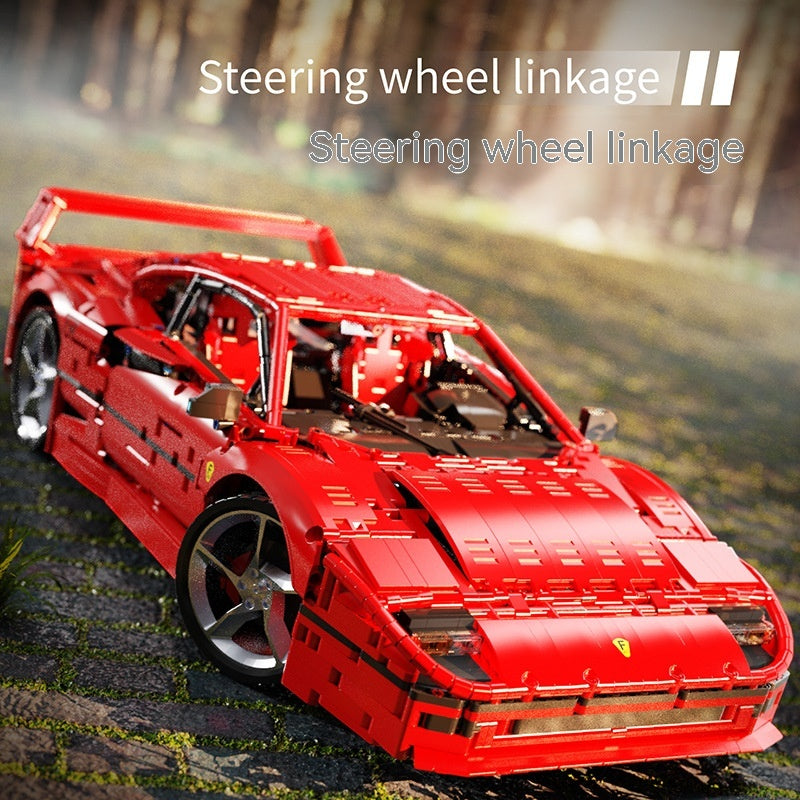 F40-Style Red Supercar Building Bricks Model, 1:8 (4026 pcs)