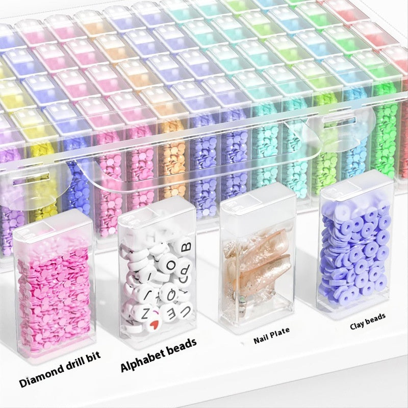 Transparent Portable Beaded Storage Classification Box — 64 Grid