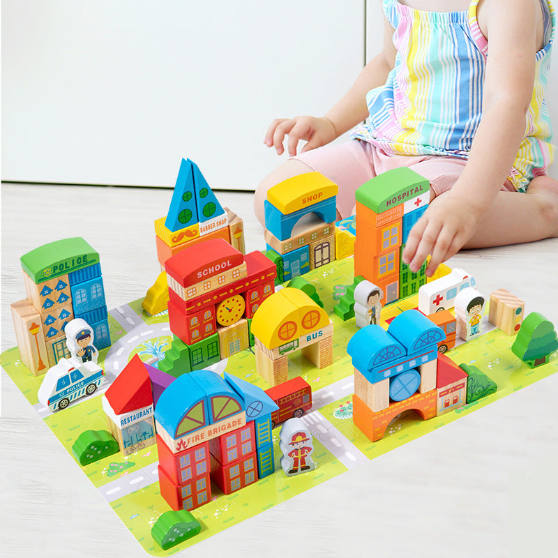 Montessori City Building Blocks Set for Kids – Transportation Theme