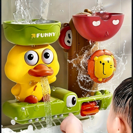 Interactive Duck Bath Toy with Suction Cups and Water Scoop