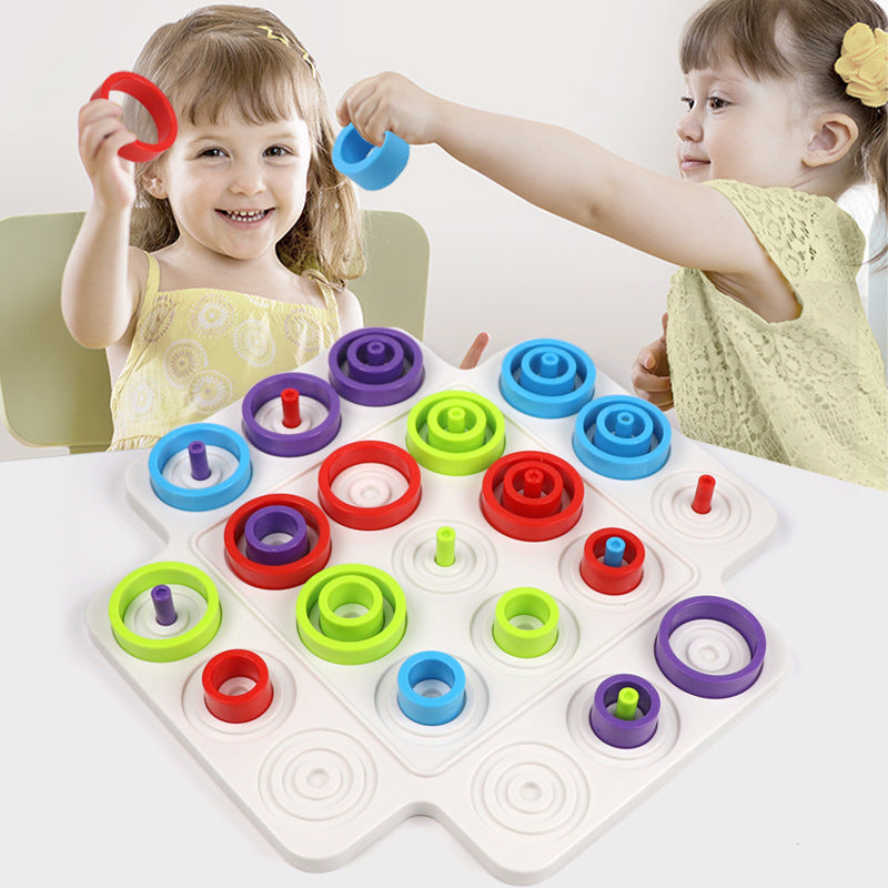 Ring Toss Stacking Board Game – 36-Piece Color Matching Peg Board