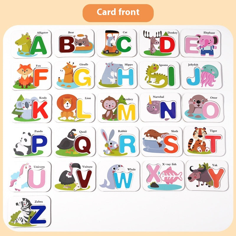 Wooden Animal Alphabet Spelling Game: Letters & Word Cards