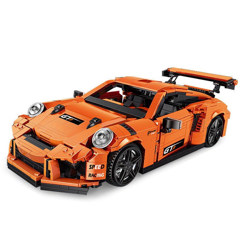 GT3-911 Orange Racing Car Brick Model with Rear Wing (1072 pcs)