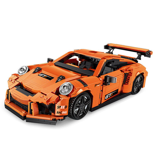 GT3-911 Orange Racing Car Brick Model with Rear Wing (1072 pcs)