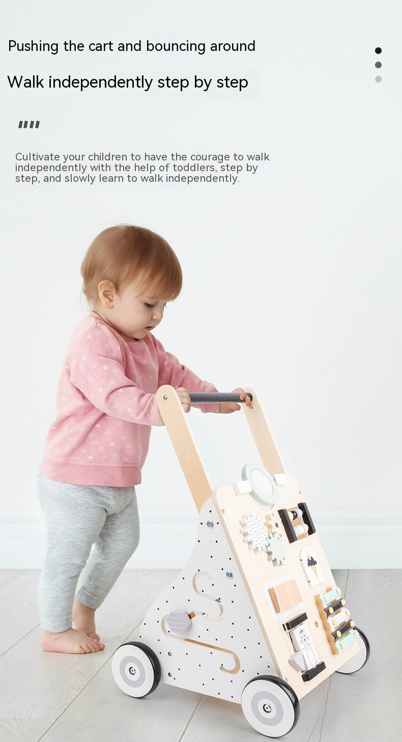 Children's Early Childhood Education Walker Trolley Baby Toddling Walk Walker Shopping Cart Wooden Toy