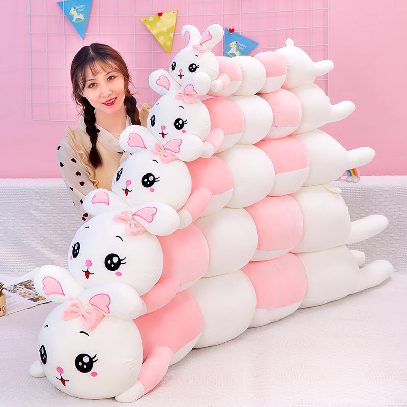 Puppy Rabbit Plush Toy Pillow – Soft Pink Body Pillow (70–150 cm)
