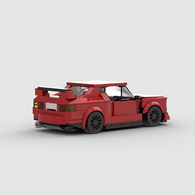 Classic Red Coupe 8-Stud Building Blocks (Compact 15.6×8×5 cm)