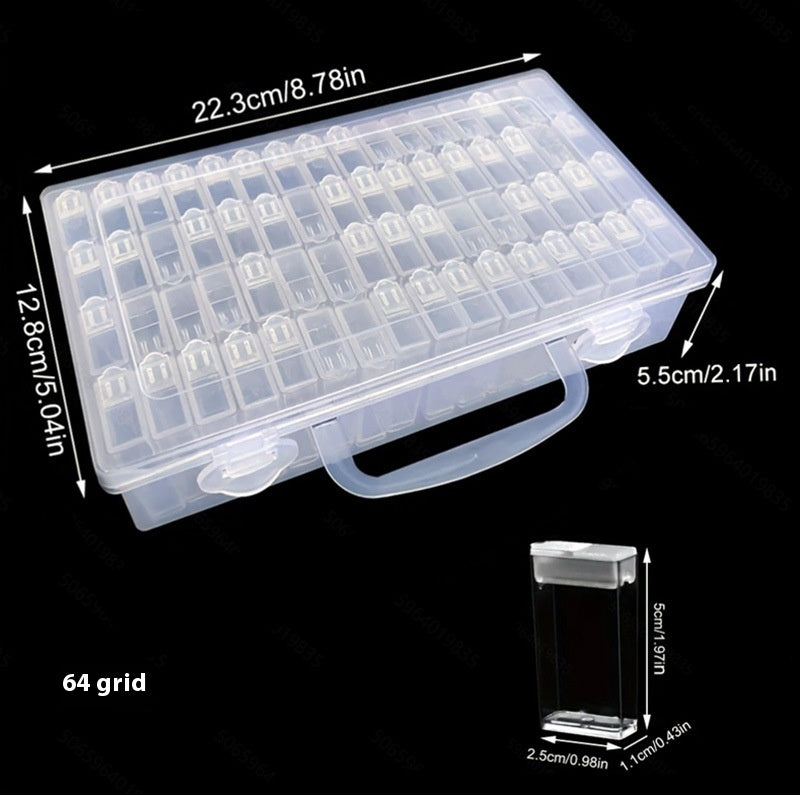 Transparent Portable Beaded Storage Classification Box — 64 Grid