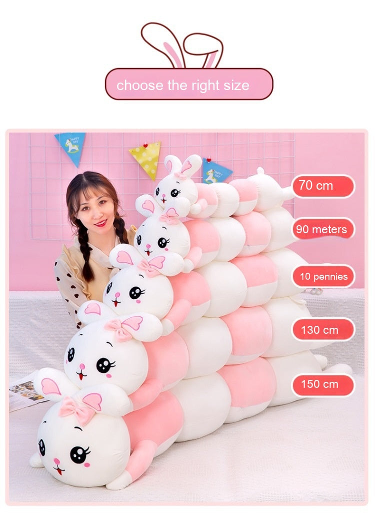 Puppy Rabbit Plush Toy Pillow – Soft Pink Body Pillow (70–150 cm)