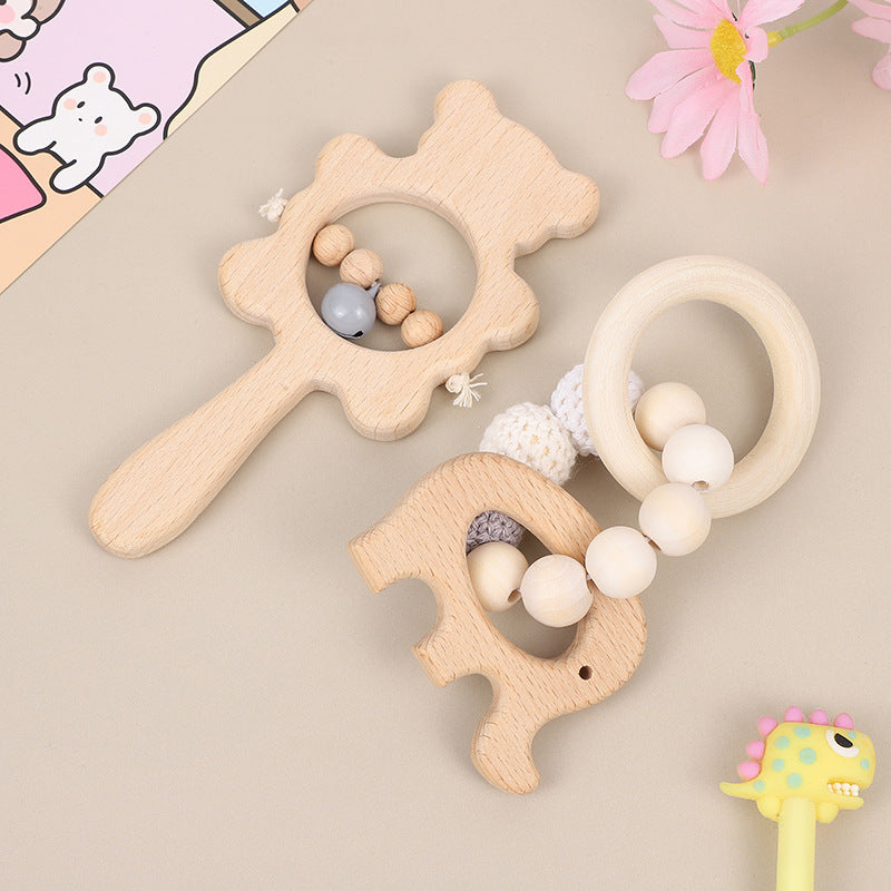 Natural Wood Baby Rattle Set – 2 Pieces