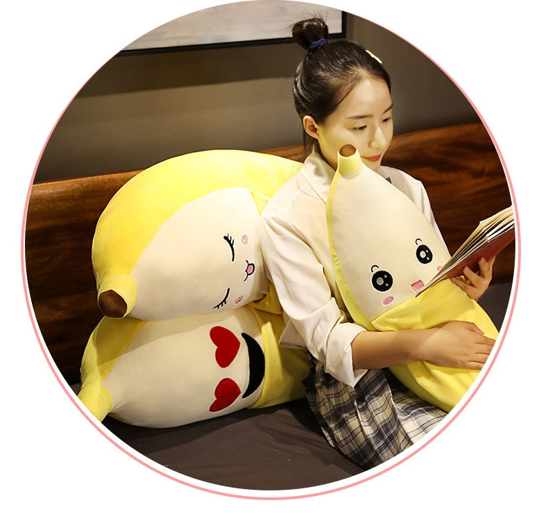 Banana Plush Pillow Cushion – Cute Face Hugger in 40, 60, 80 cm
