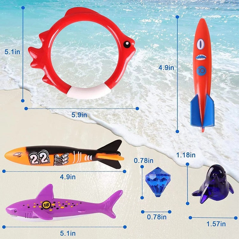 Diving Toys 20-Piece Set for Kids – Rings, Torpedoes & Treasures