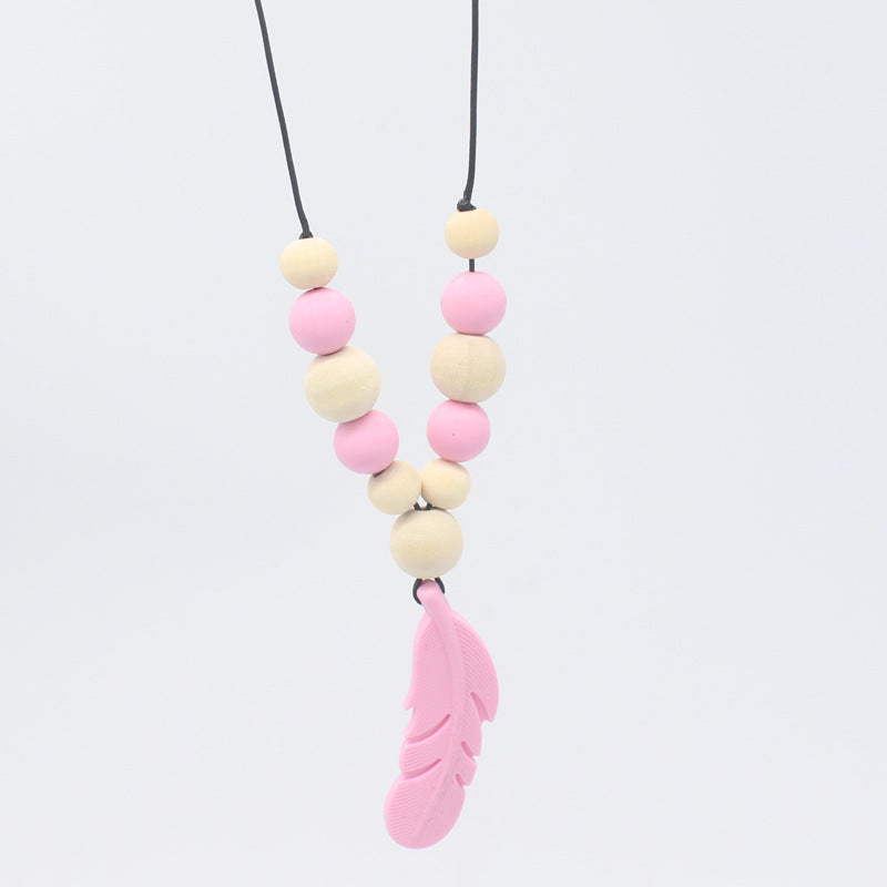 Feather Silicone Teether Necklace for Babies