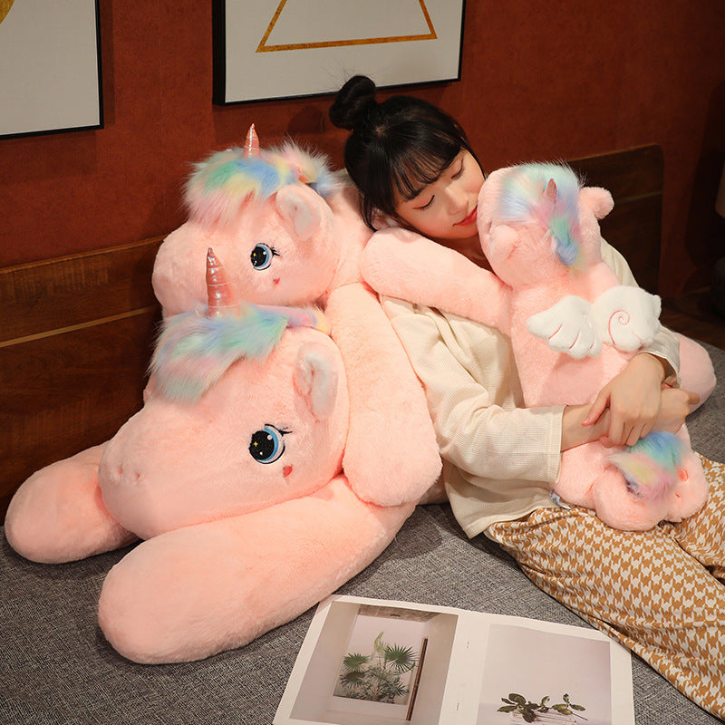 Rainbow Angel Unicorn Long Plush Pillow - 80 cm