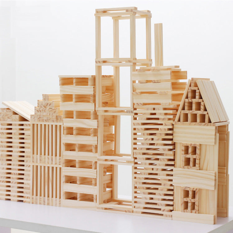 Wooden Building Plank Set – Paint-Free Construction Blocks (100/300 pcs)