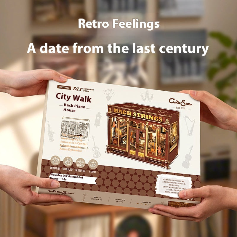 City Walk Bach Strings – DIY Book Nook Miniature with LED & Dust Cover