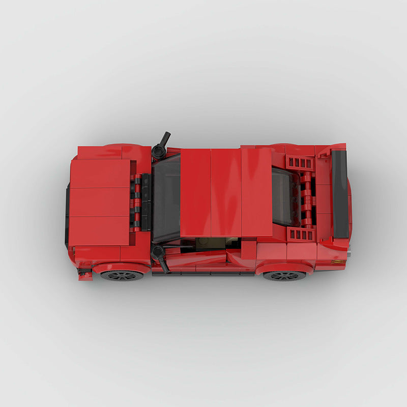 Classic Red Coupe 8-Stud Building Blocks (Compact 15.6×8×5 cm)