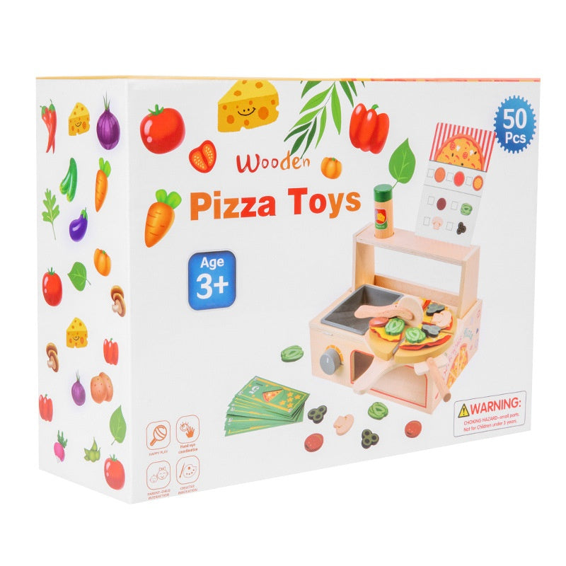 Wooden Pizza Oven Kitchen Simulation Toy Play Set