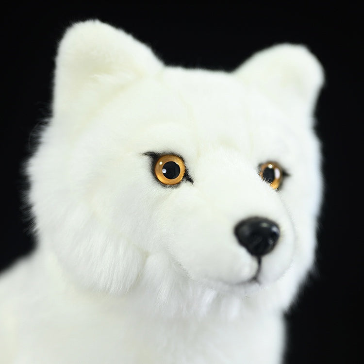Realistic white Arctic Fox Plush Toy – 27 cm Soft Cuddle Buddy