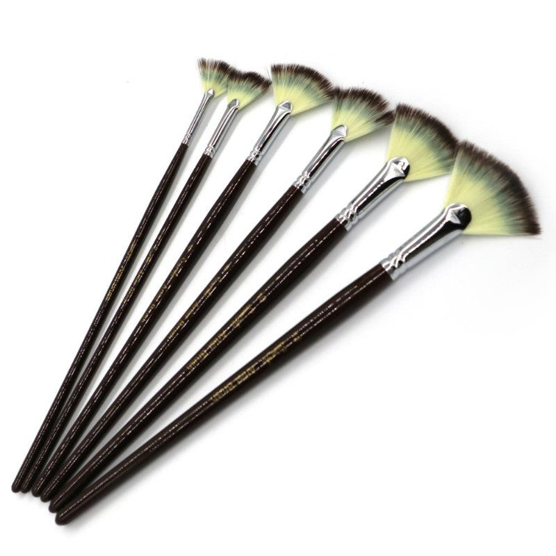 6-Piece Fan-Shaped Nylon Watercolor and Gouache Brush Set