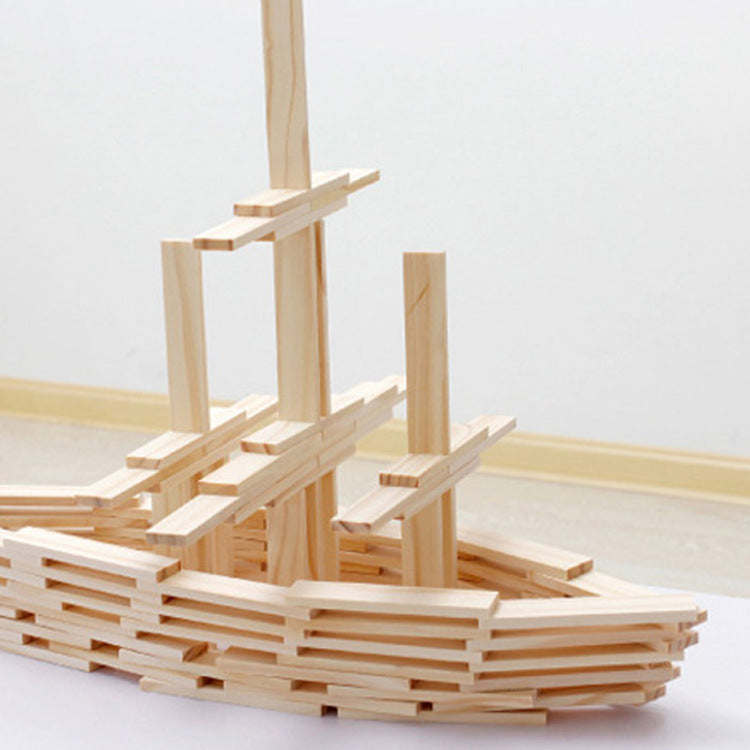 Wooden Building Plank Set – Paint-Free Construction Blocks (100/300 pcs)