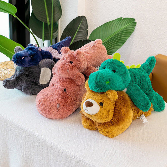 Cute Animal Plush Toy Collection – Hippo Dinosaur Lion Elephant Dragon