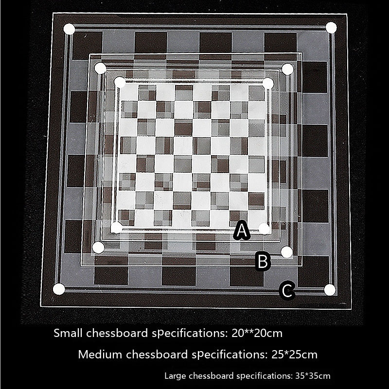 Crystal Glass Chess Set 25×25 cm with Frosted and Clear Pieces